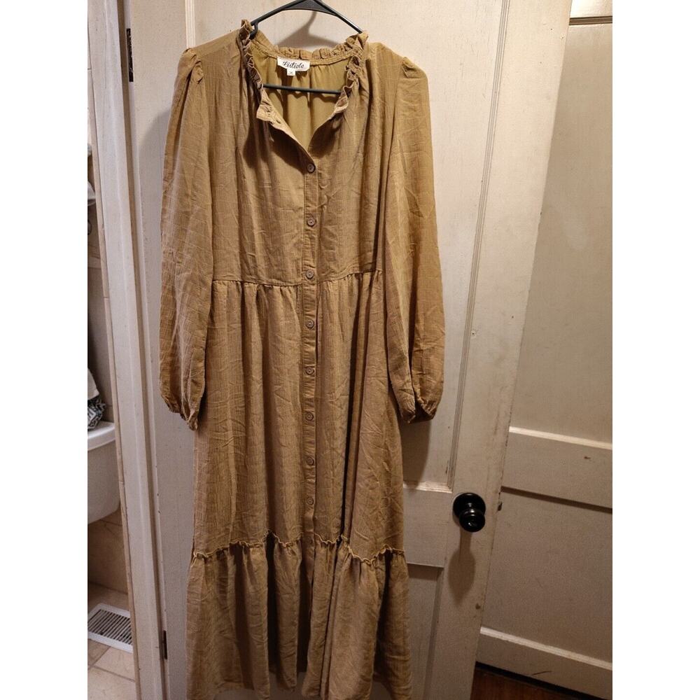 Listicle Tiered Maxi Long Sleeve dress Size L BOHO